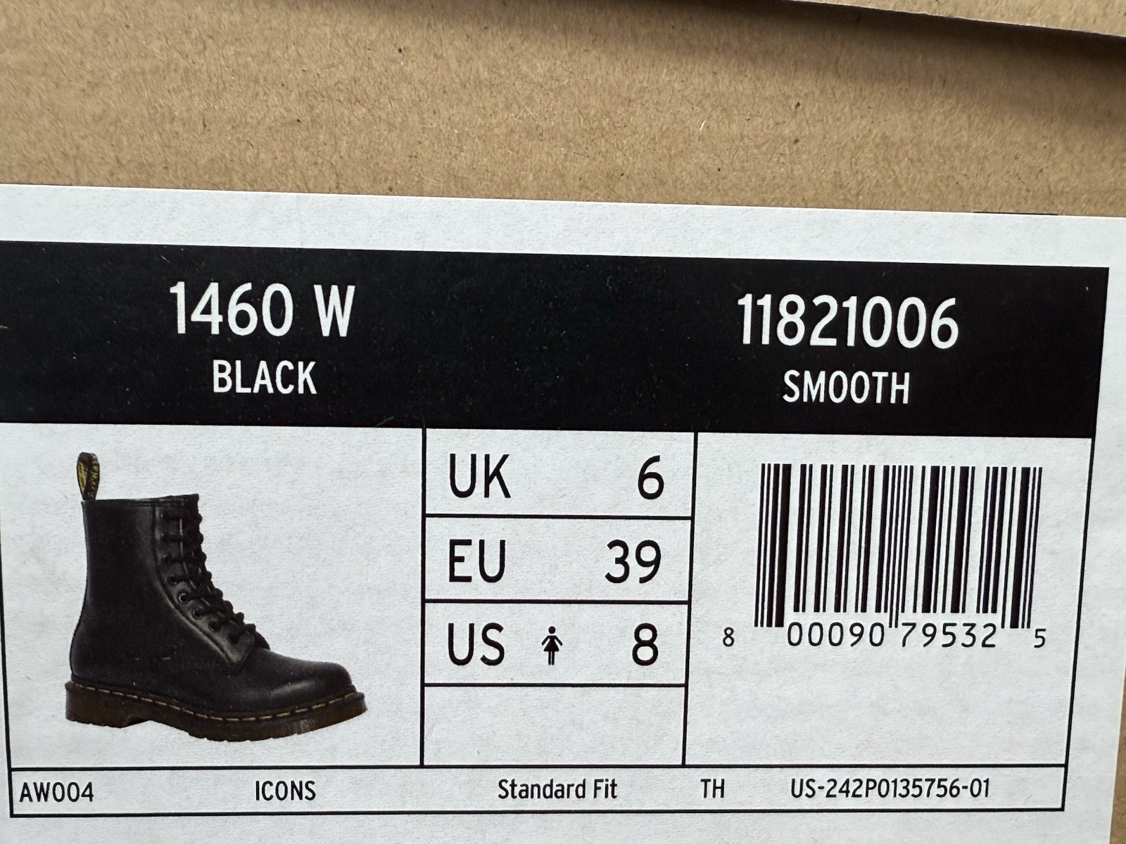New Dr Martens 1460 Women’s Size 8 Black Leather Boots New In Box