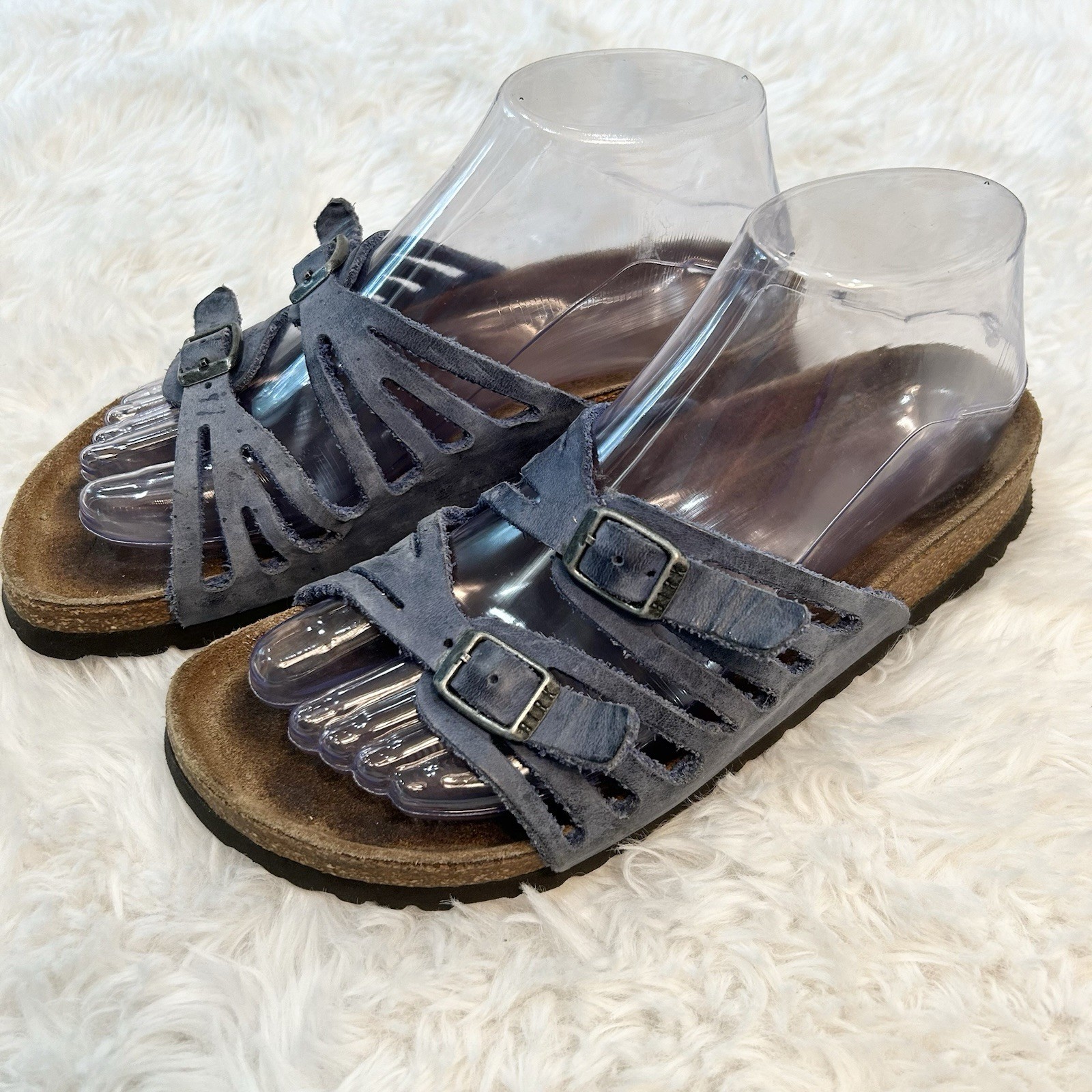 Birkenstock Granada 37 Sandals Two Strap Slides Women’s Size 6-6.5 Narrow Blue