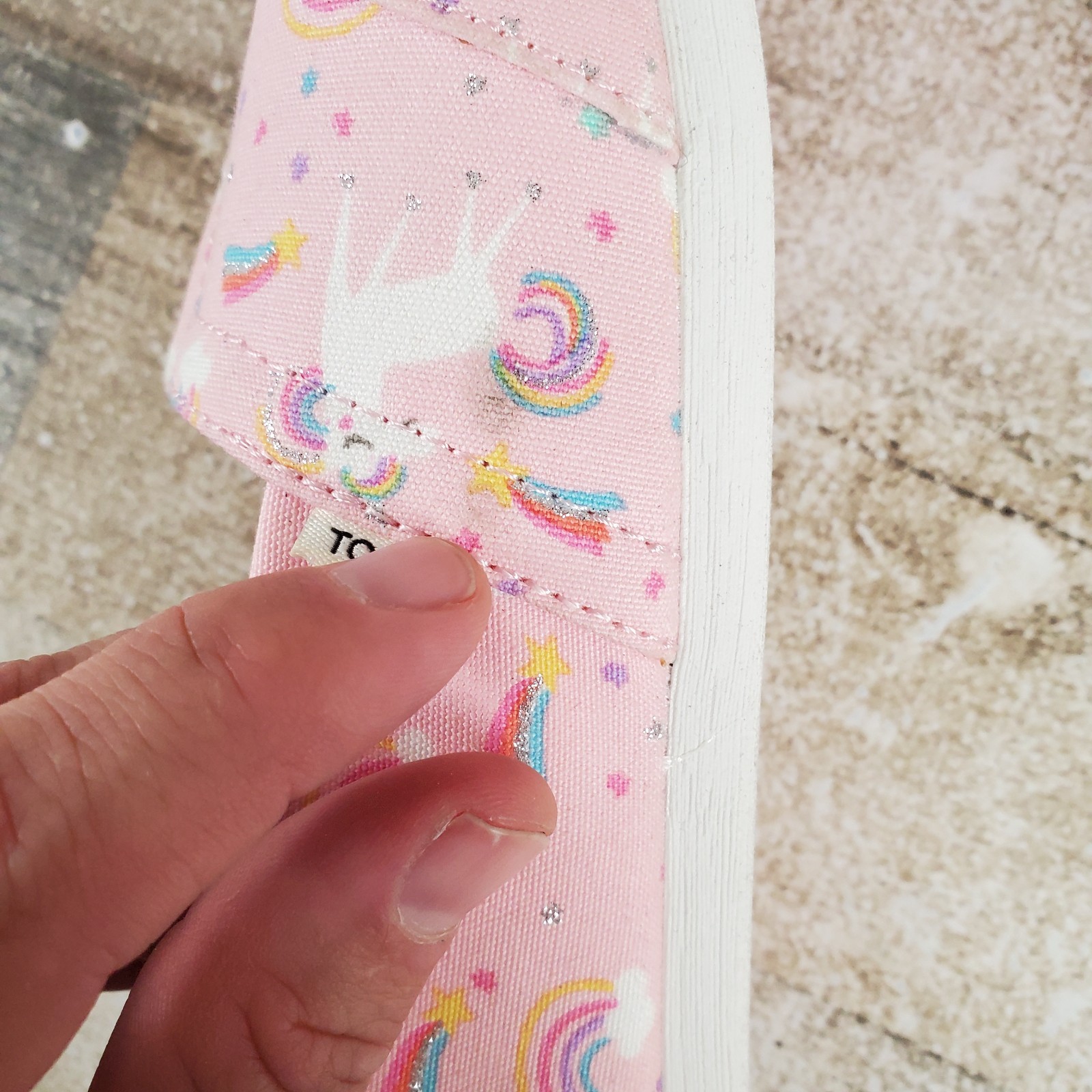Toms Alpargata Womens Shoes Sz 6 Pink Almond Blossom Unicorn Print Slip On Flats