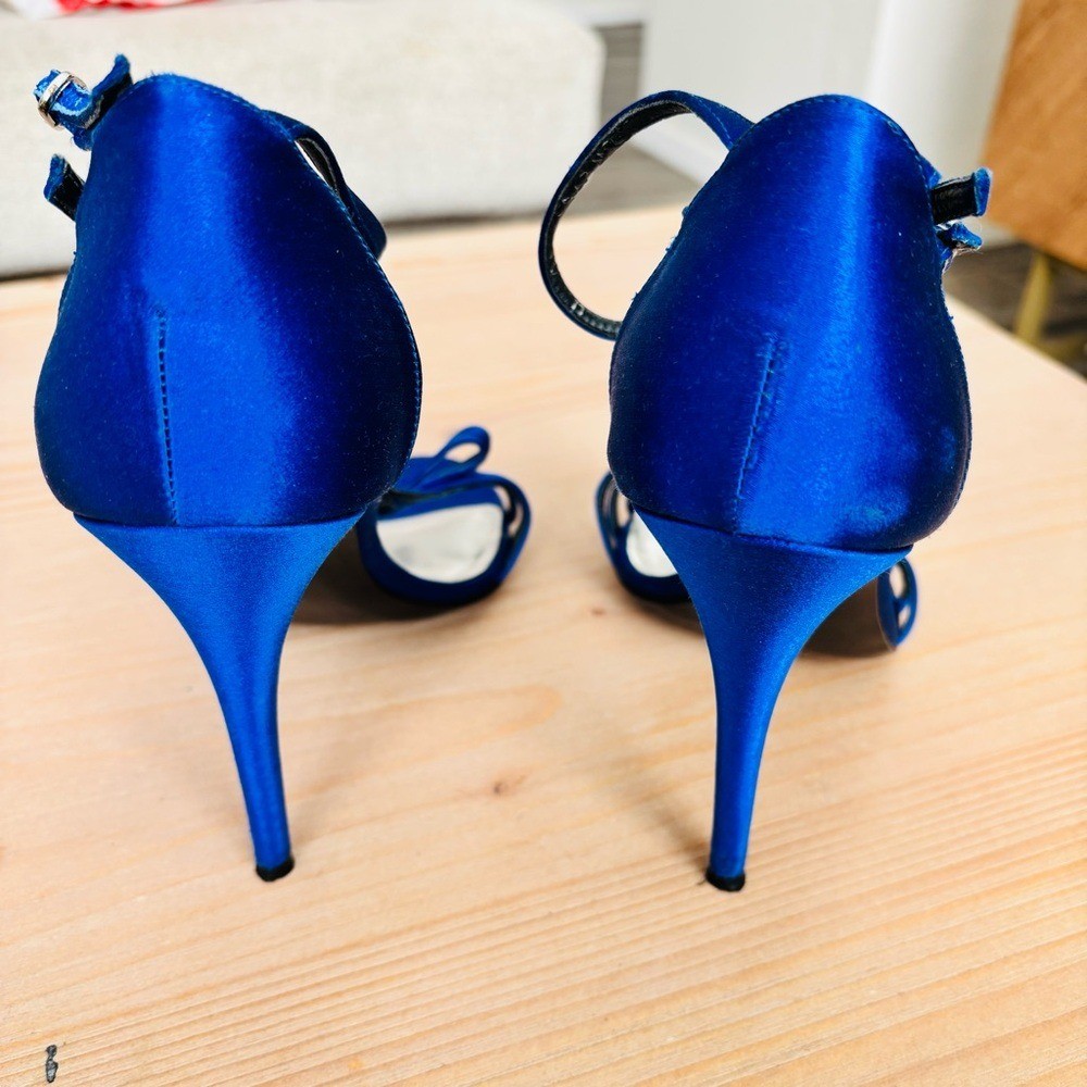 Stuart Weitzman Royal Blue Satin Strappy Heels Pumps Women’s Size 10M Designer