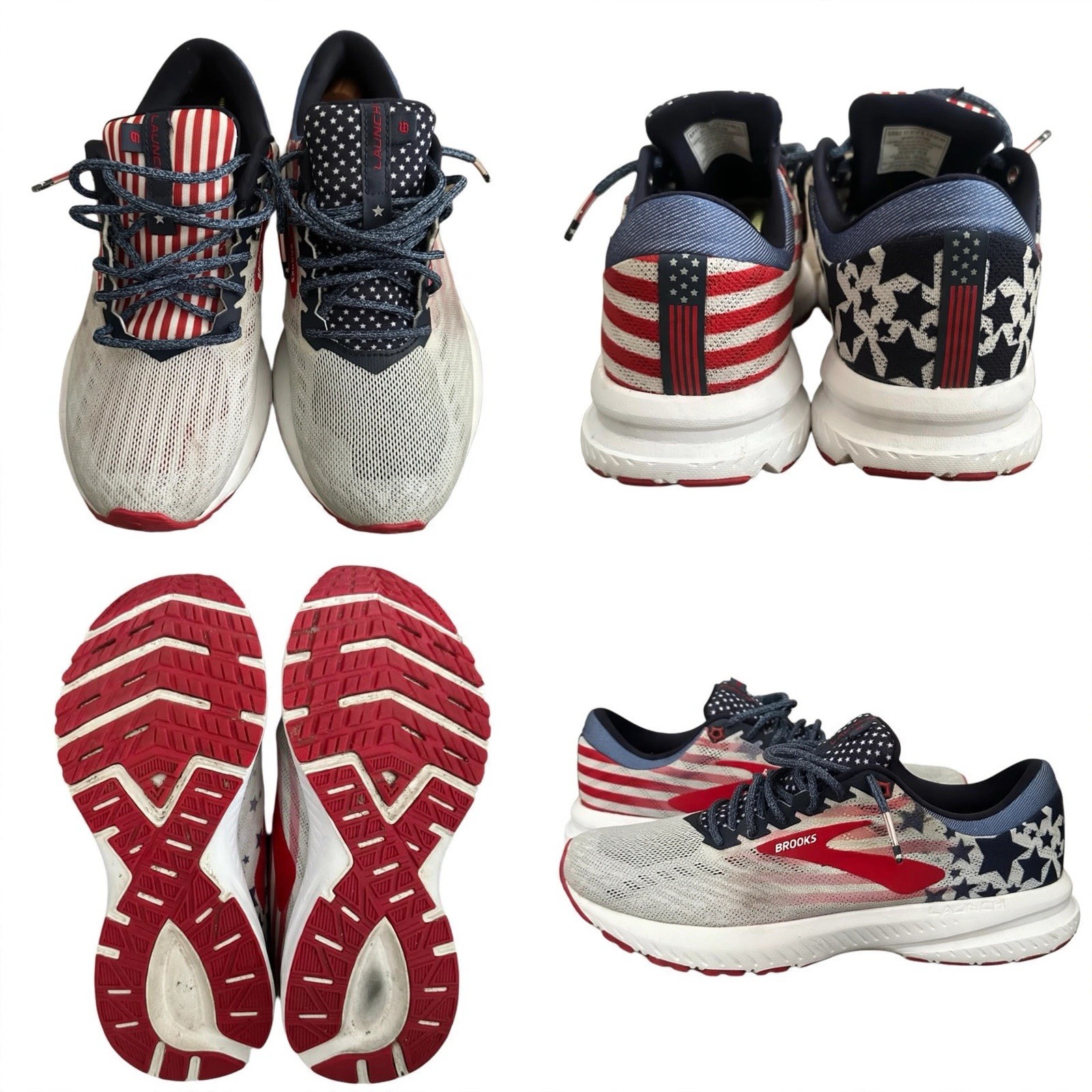 Brooks Running Launch 6 Stars & Stripes USA Red White Blue Women’s Size 8 Med D