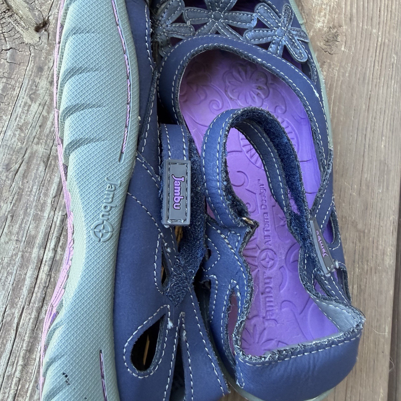 Jambu Blossom Mary Jane Shoes Womens 6M Blue Purple Leather Comfort Flats