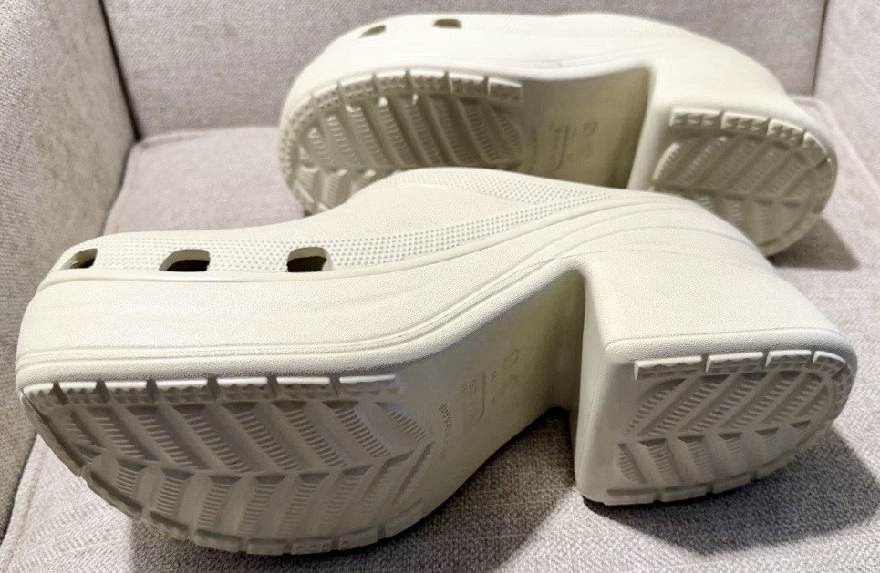 Crocs Siren Platform Clogs Womens 12 Ivory Chunky Heel Slip On Shoes NEW