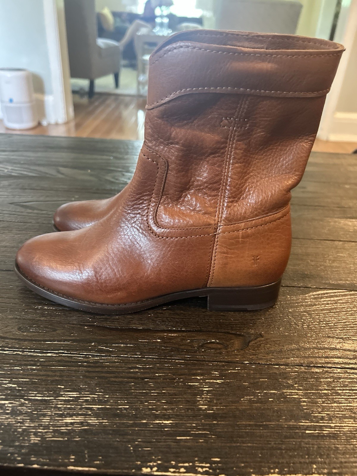 FRYE Marissa Medallion Knee High Boot Cognac Brown Women’s