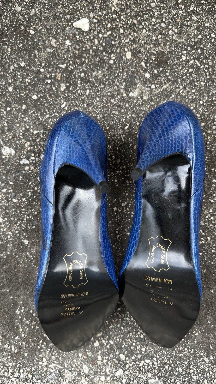 Predictions Pump Heels Shoes Blue Genuine Leather Snakeskin