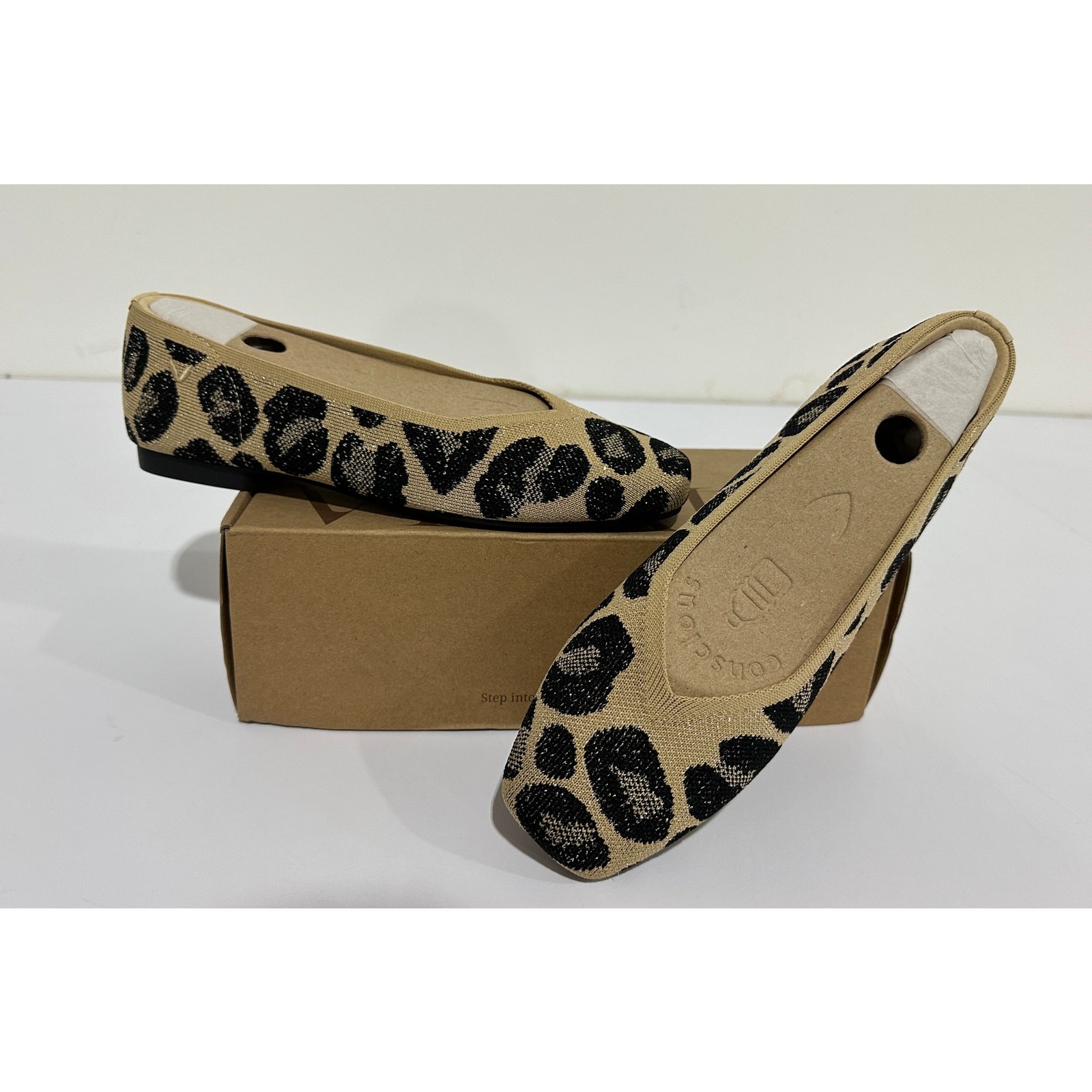 VIVAIA WOMEN’S MARGOT 2.0 FLAT SHOES METALLIC LEOPARD SIZE 38 NIB #10S