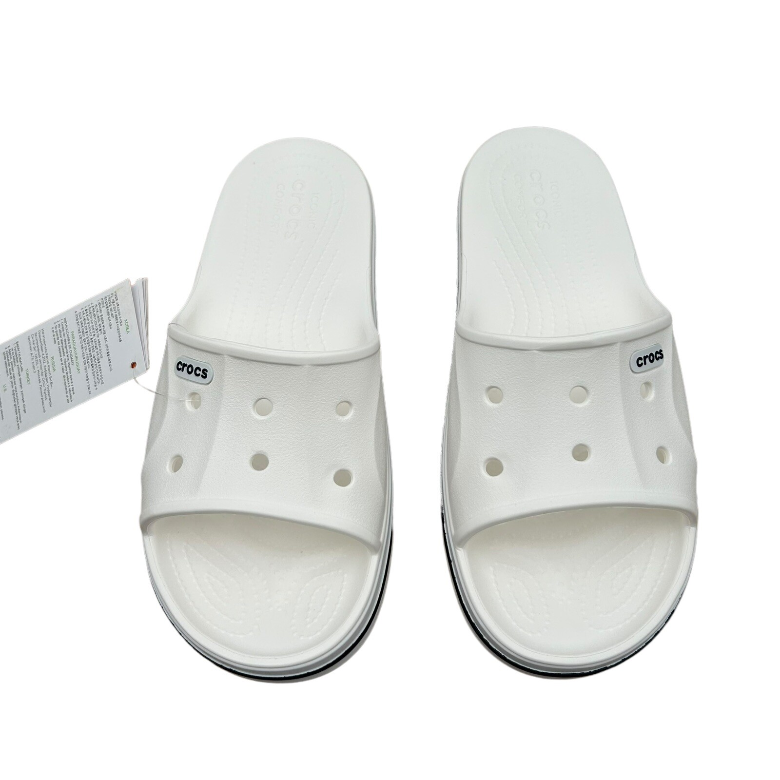 Crocs Slide Sandals Women’s Size 9/Men’s 7 White/Navy Water Friendly Lightweight