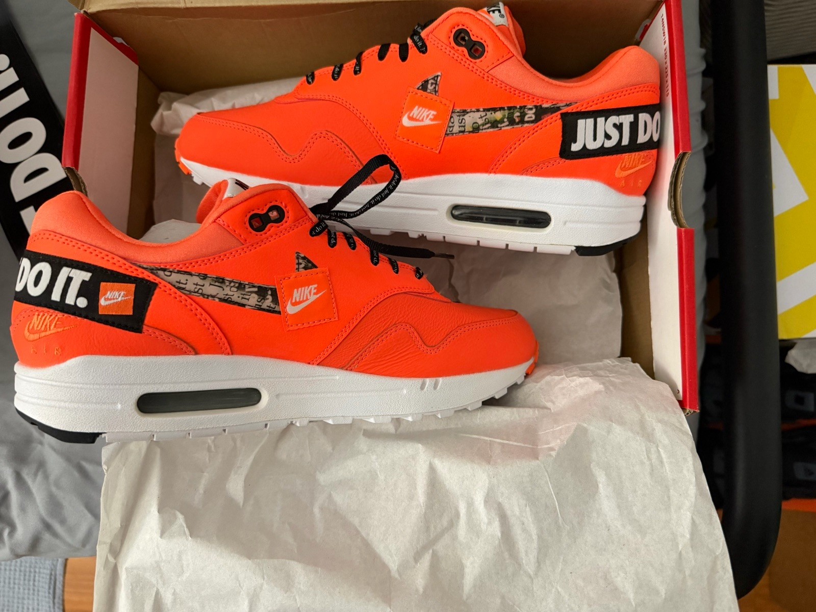Nike Air Max 1 LX Just Do It Orange White Black Women’s Sneakers 917691-800 DS