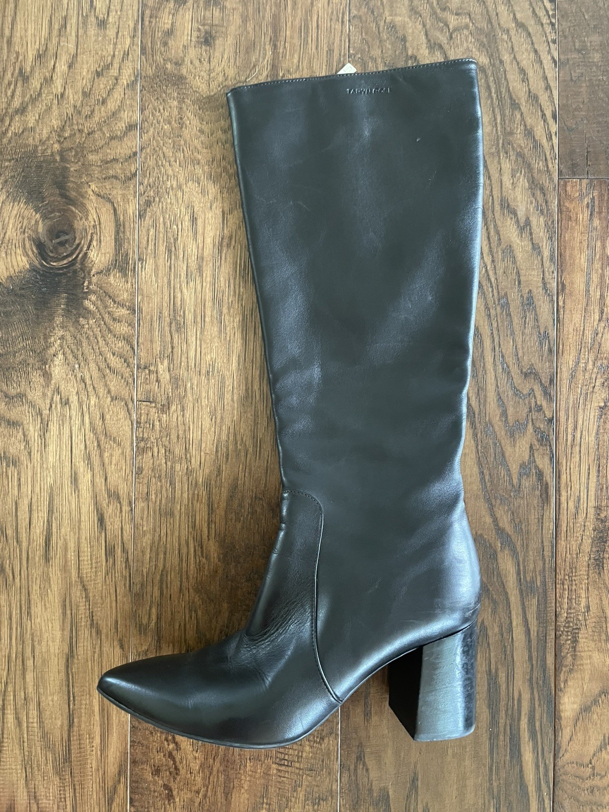 TARYN ROSE WOMENS BOOTS 19.5 in TALL STRETCH/ BLACK LEATHER ZIPPER