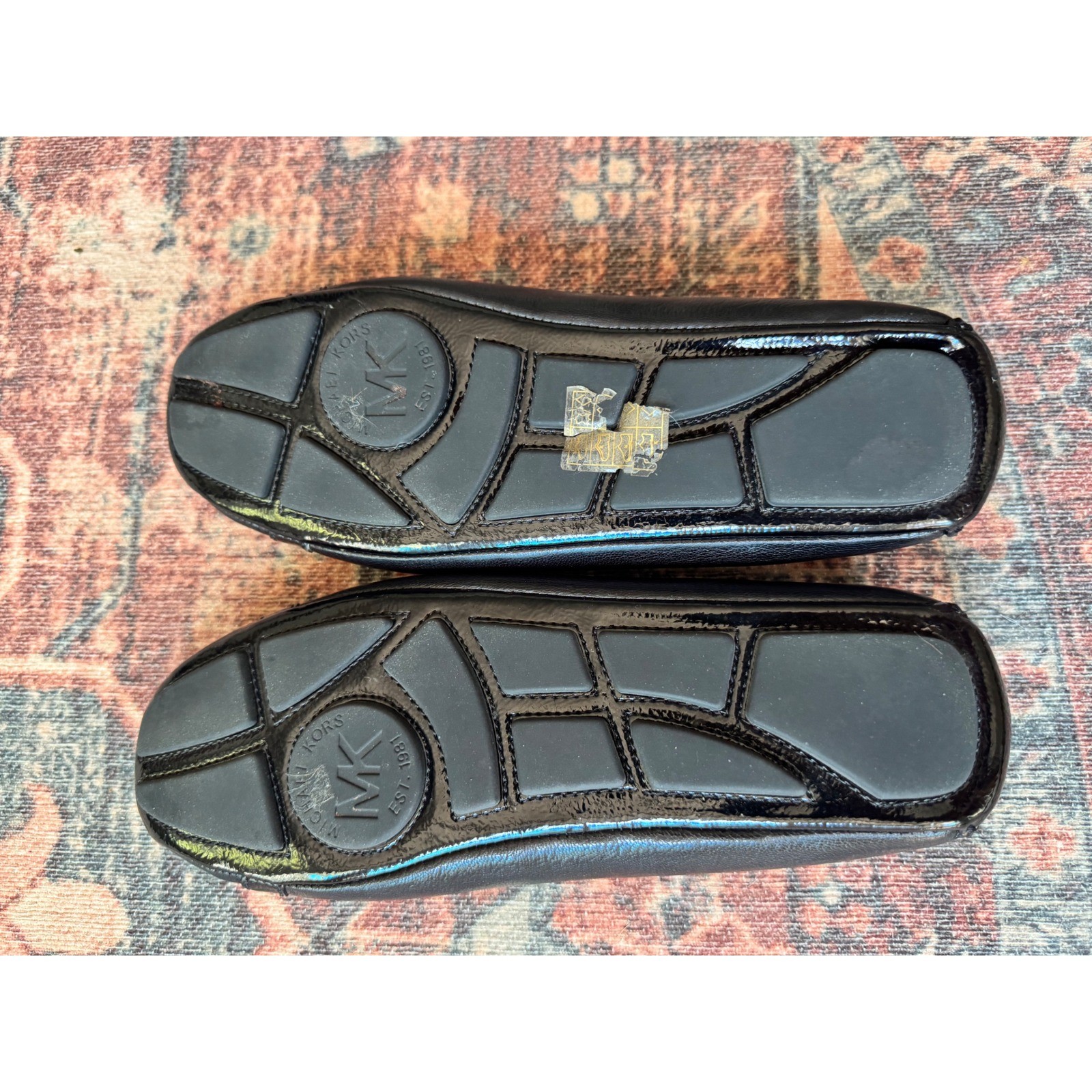 Michael Michael Kors Fulton Moc Black Leather Logo Medallion Moccasin Flats 8.5M