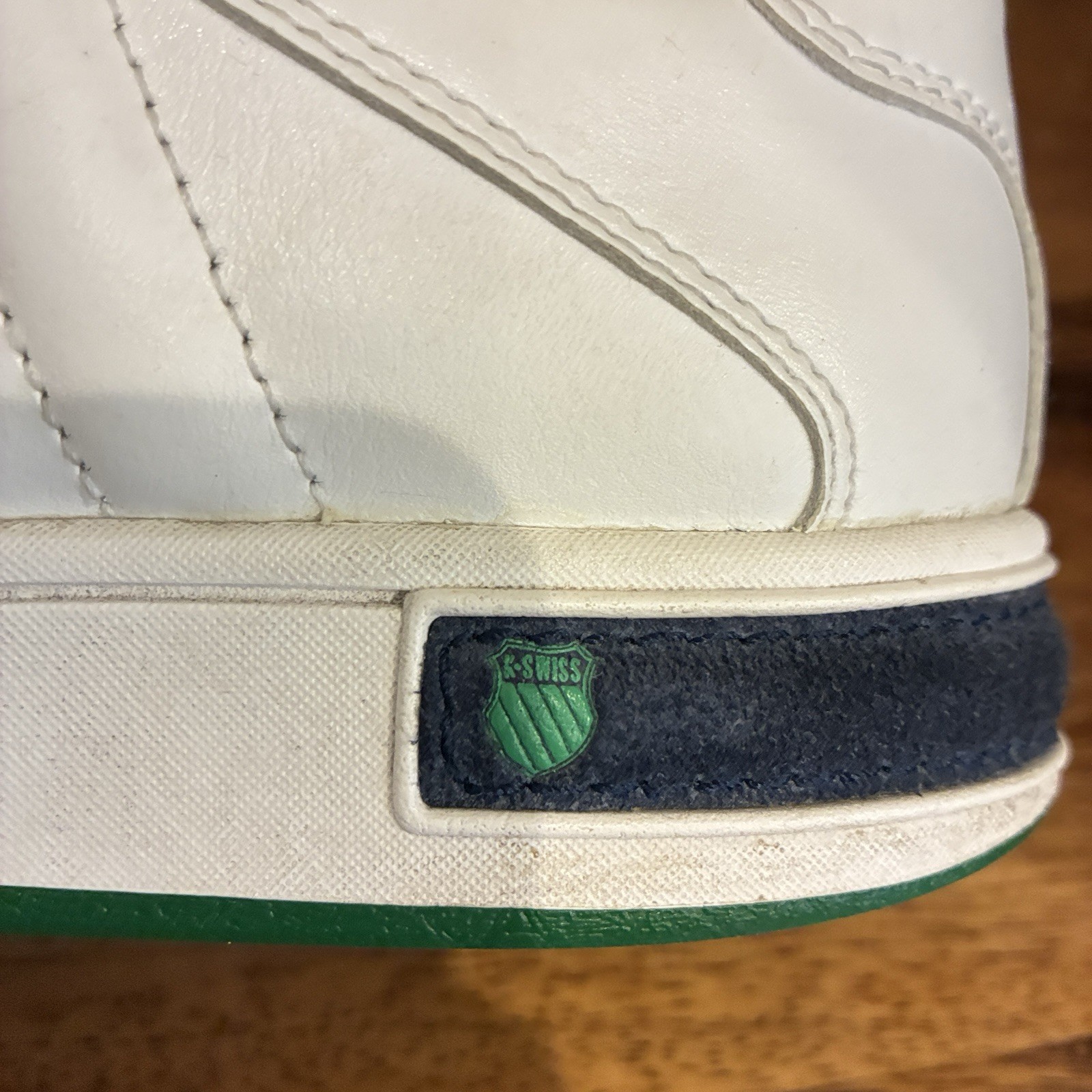 K-Swiss Womens Size 8 White Green Leather Court Tennis Shoe Casual Lifestyle Y2K