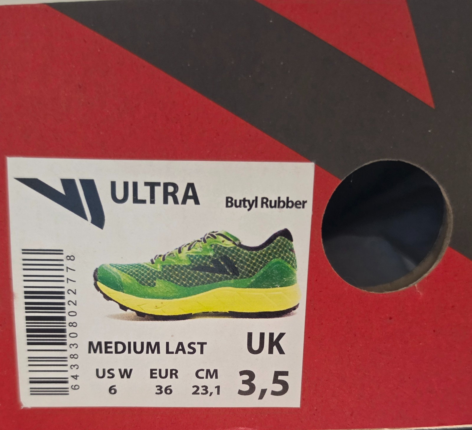 VJ Ultra Trail Running Shoes 6W 4.5Y Green Butyl Rubber EU 36 Finland New