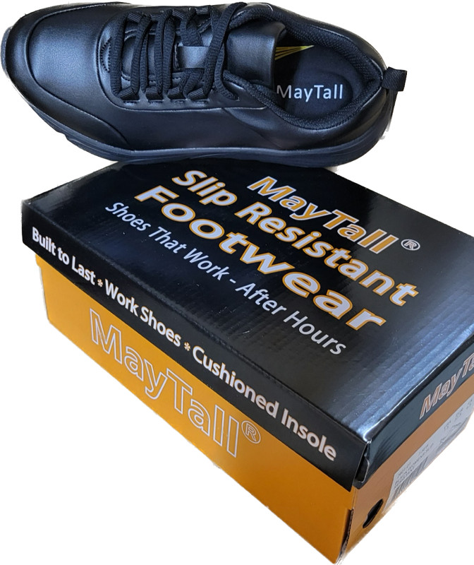 Work Slip Resistant Women Wide Shoes Black Comfort Cushioned Insole MayTall 2601