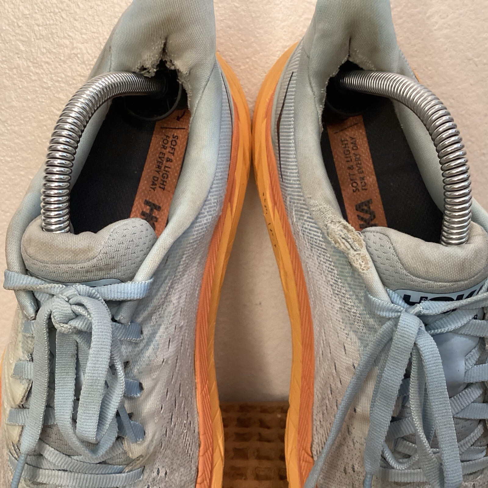 Hoka One Clifton 8 Women’s Size 9 B Running Shoes Lace Up Sneakers Blue Yellow