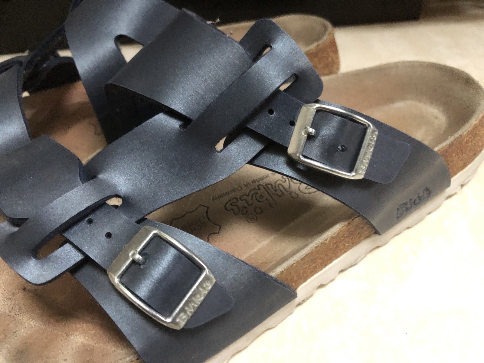 Birkis Birkenstock Sandals Blue Pearl Birko Flor EU 41 US 10/10.5 Women’s