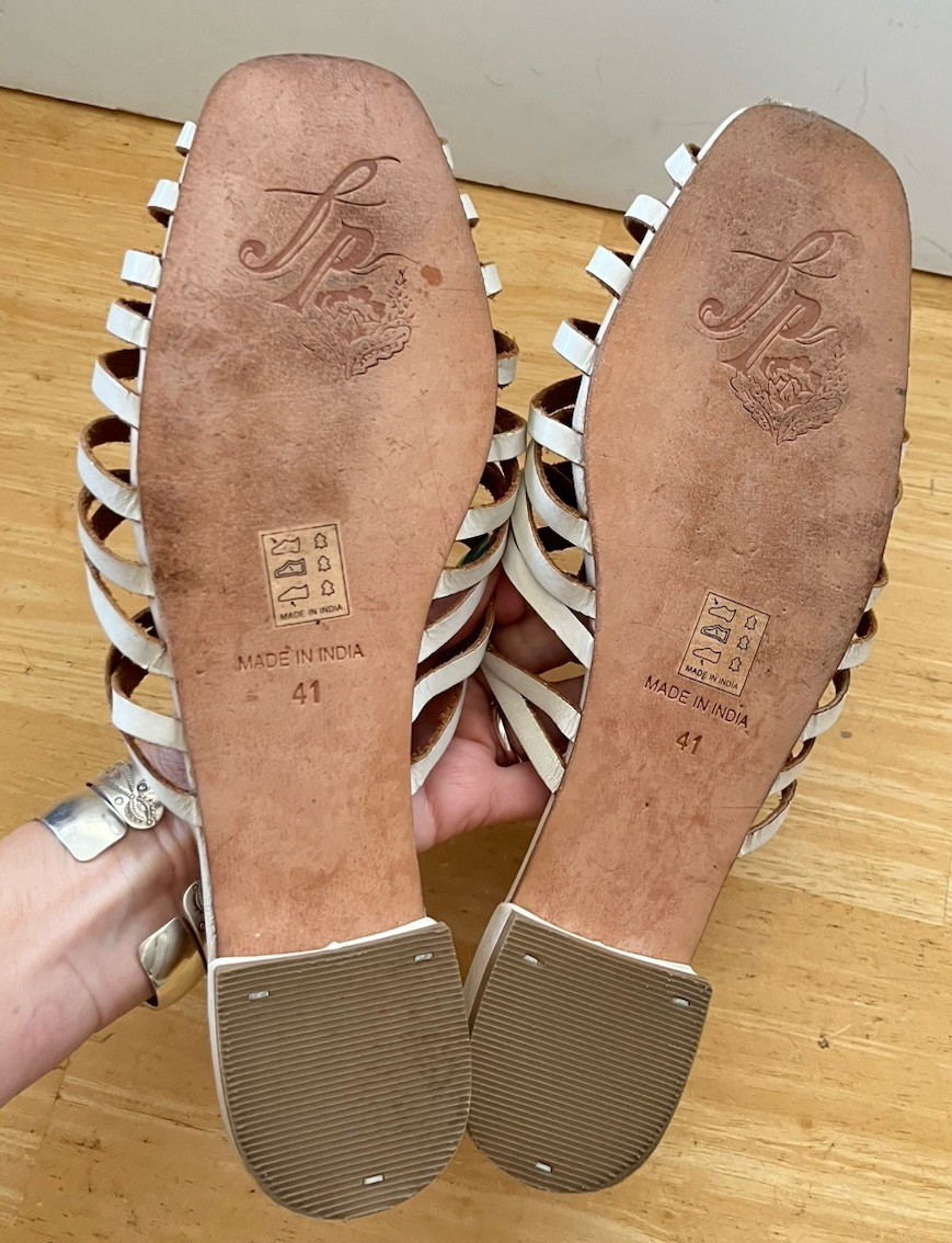 Free People Odette Woven Python Leather Fisherman Sandals Flat Mules 41 10-10.5