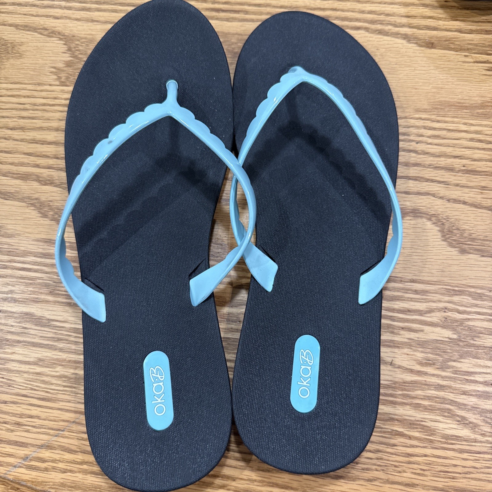 Oka B Women’s Flip Flop Sandals Size Ml 8-9 Baby Blue Slip On Rubber Sole New