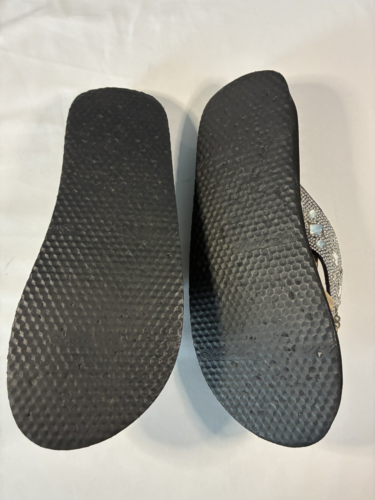 Isabella Jeweled Black Bottom Flip Flop Sandal Size 10