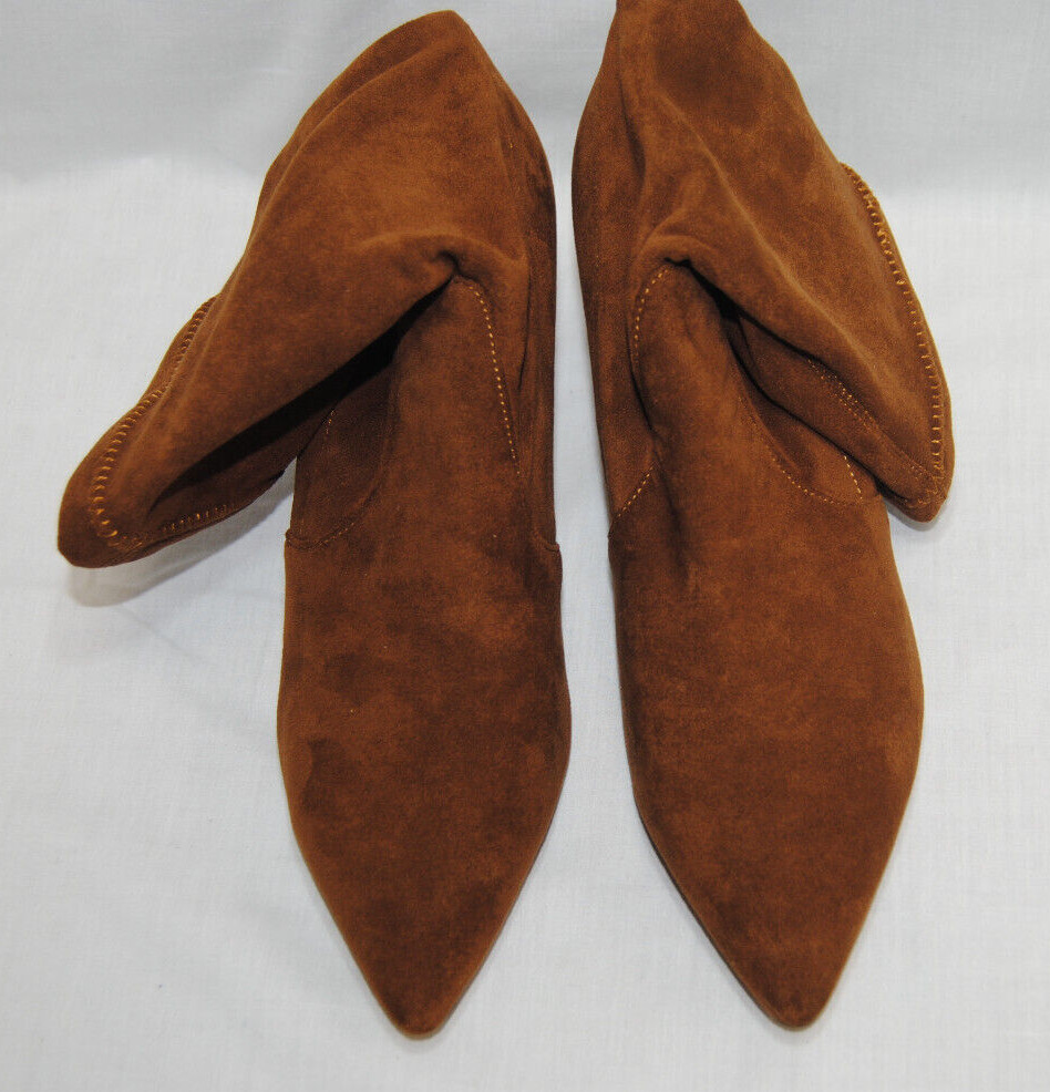 Divanne Womens Ankle Boots Pointed Toe Mid Calf Stretchy Suede Kitten Heel T2363