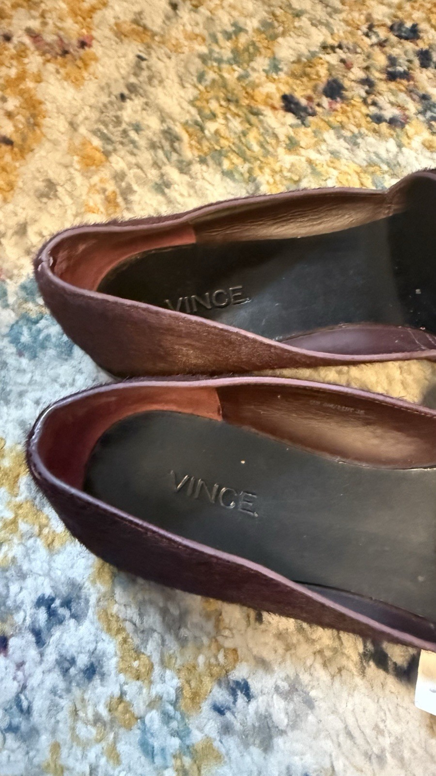 Vince Burgundy Calf Hair Slip-On Loafer Flats Closed Toe Strap Women’s 8