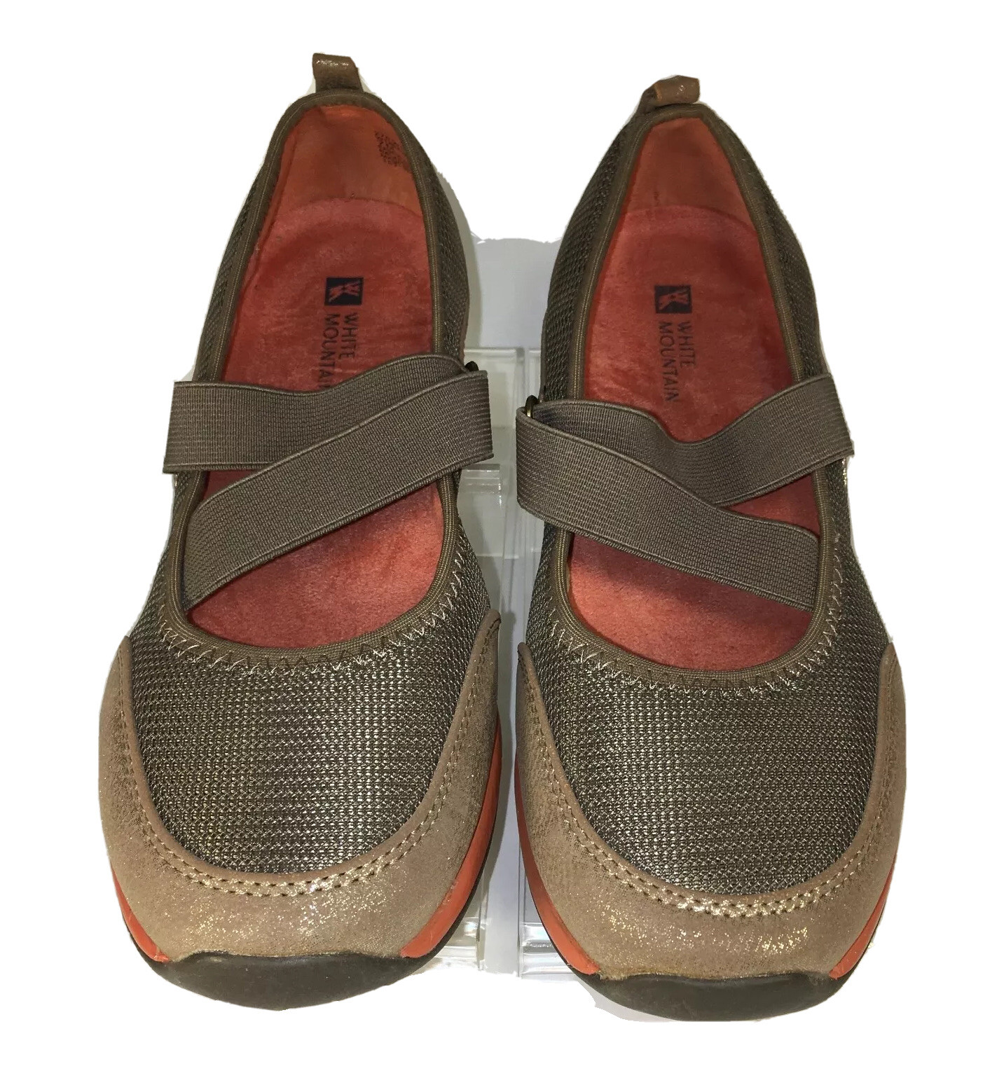 White Mountain Cliffs Brown Gold Mary Jane Flats Women’s Size 7 M Cute Boho