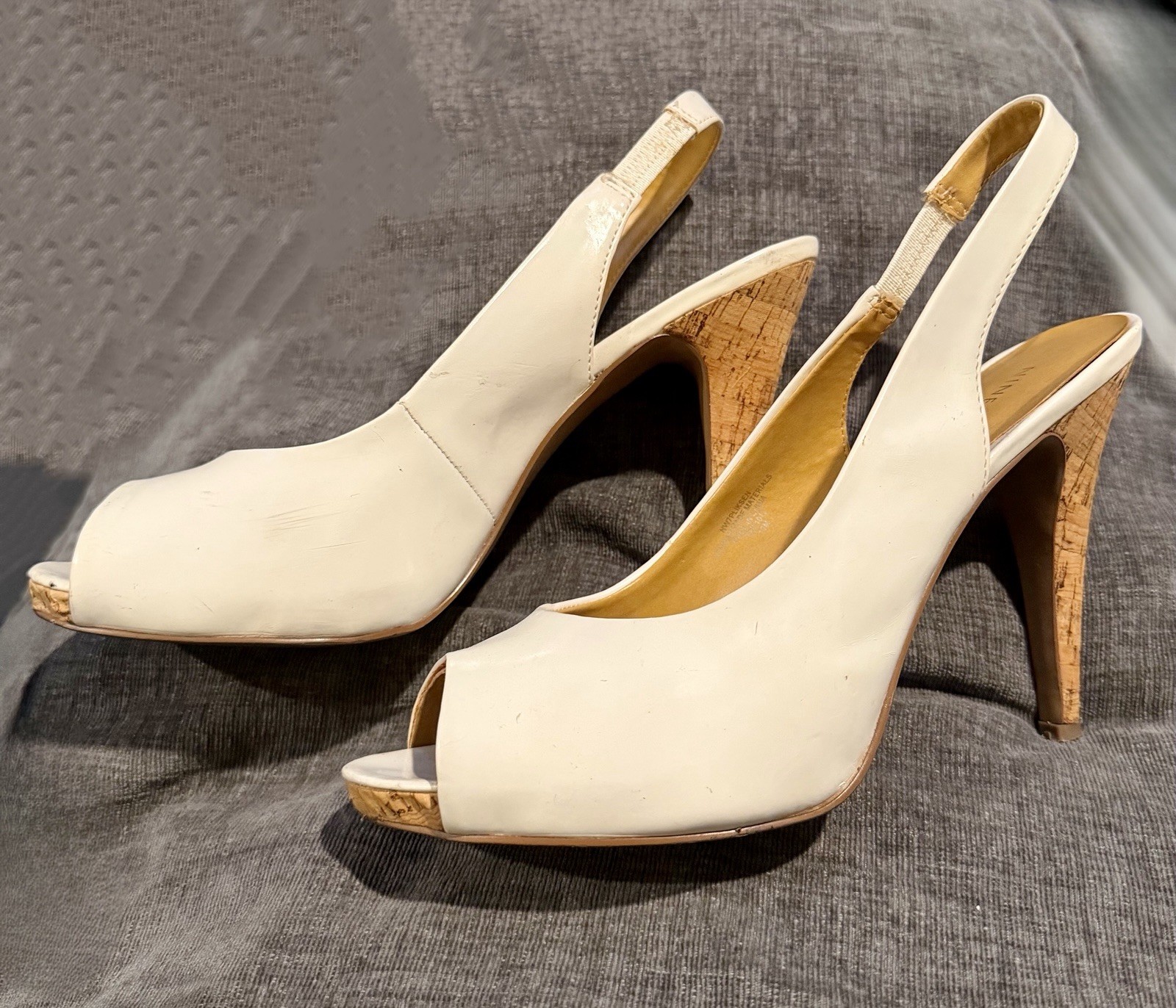 Nine West White Peep Toe Slingback Heels – Women’s Size 10M