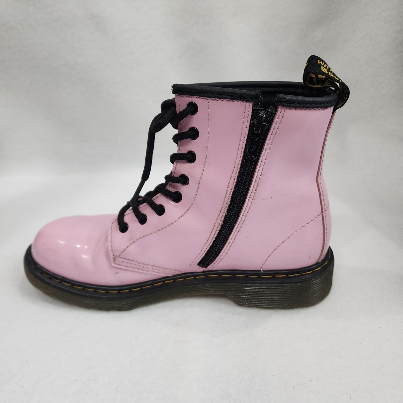 Dr. Martens 1460 Unisex M4/W5 Boots Pink Patent Leather Side Zip Combat Boots
