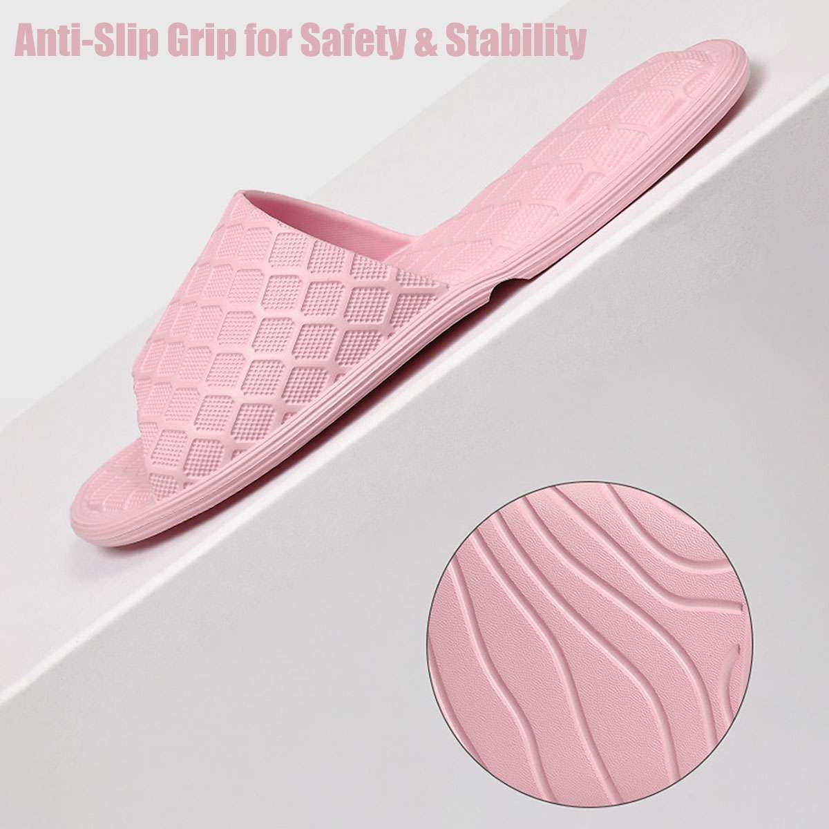 Womens Men Non-Slip Slides Shower Slippers House Sandals Bathroom Shoes Durable