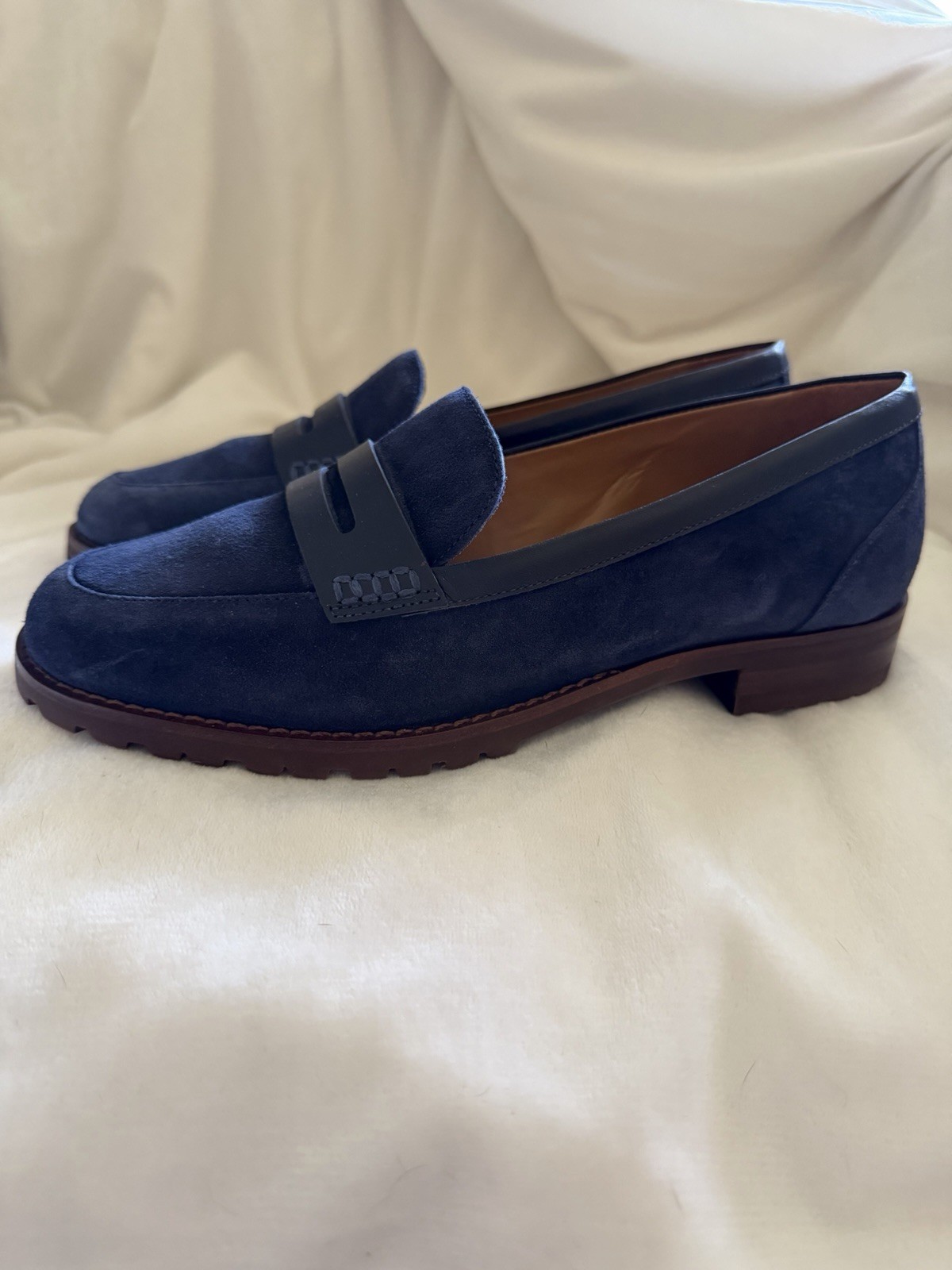 Talbots Women’s Navy Blue Suede Shoes Flat Driving Loafer 7M