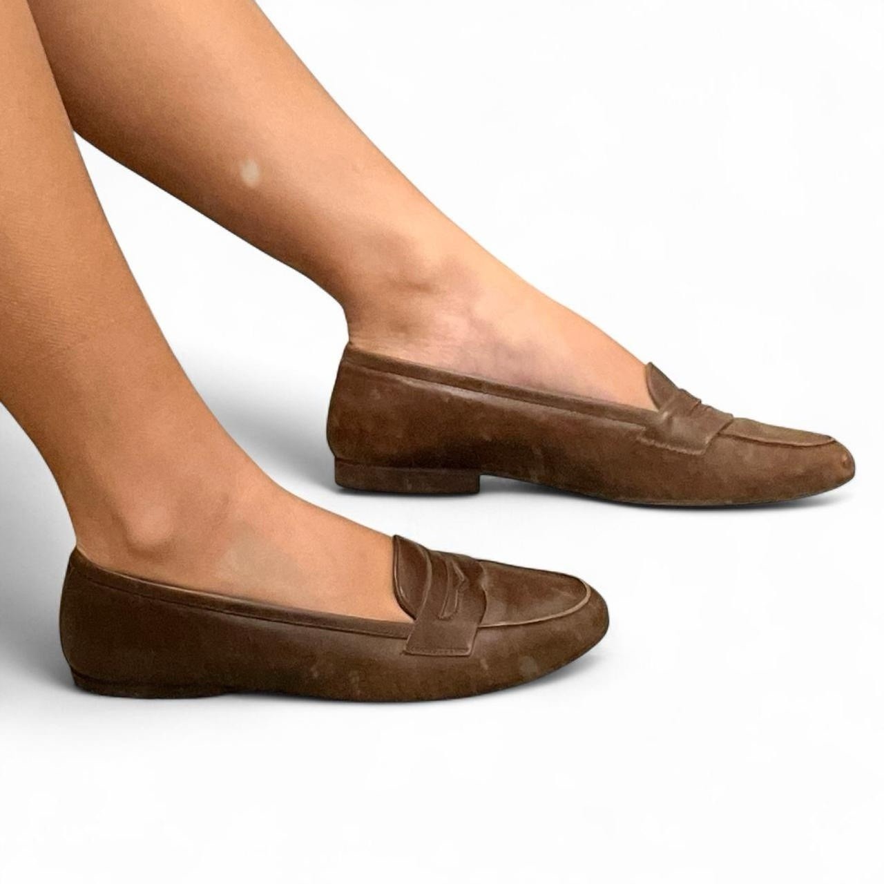 Ralph Lauren Women’s Brown Leather Loafer Flats Slip-On Round Toe Logo 5.5