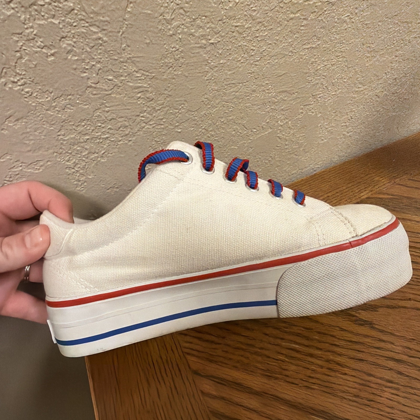 VTG 90s Skechers Platform Sneakers USA Flag Theme Rhinestone Women’s 7.5 1.5”