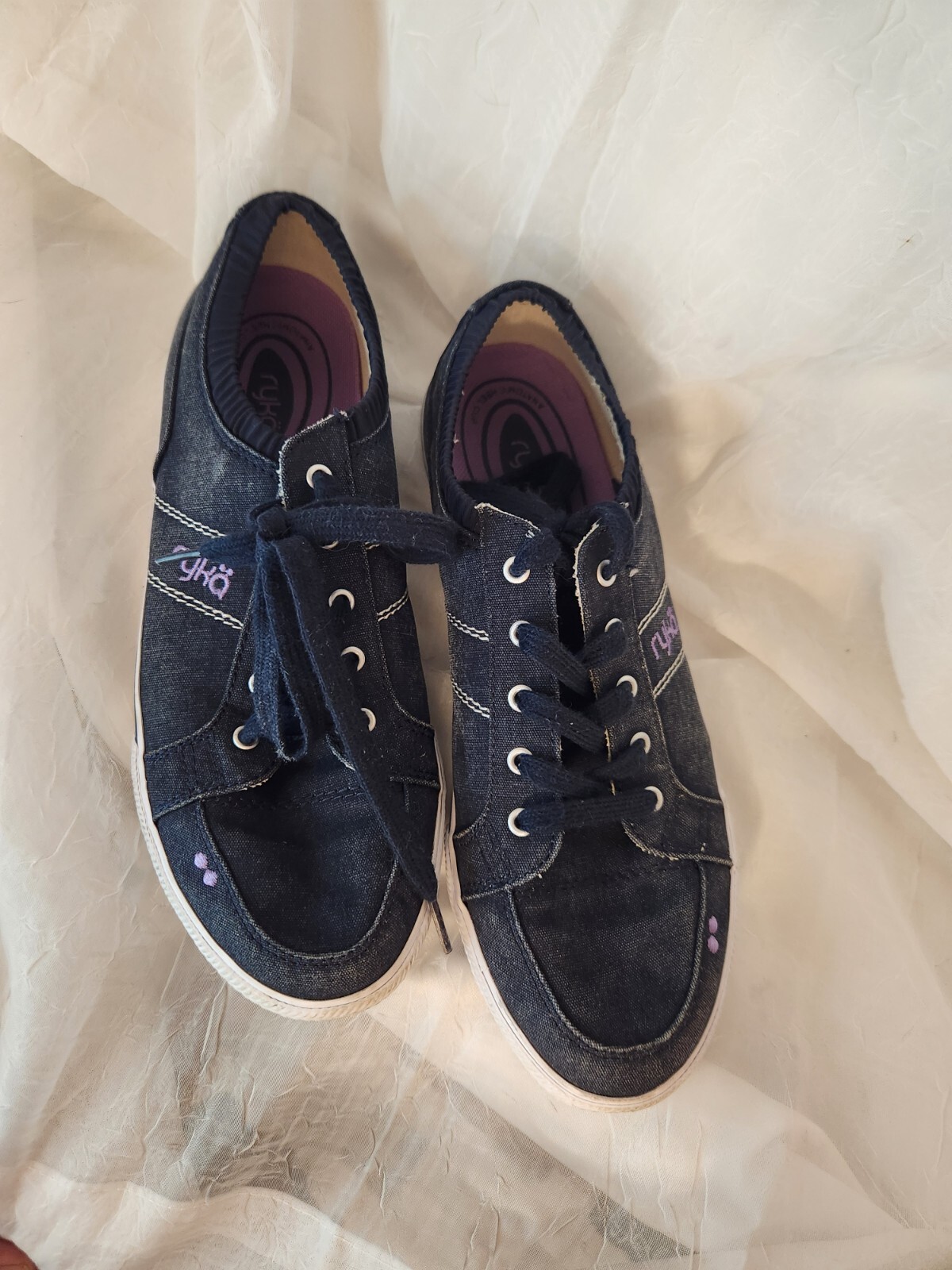 Ryka Women’s Emory Walking Casual Shoe Sneakers 10M Navy Lavender Lightweight