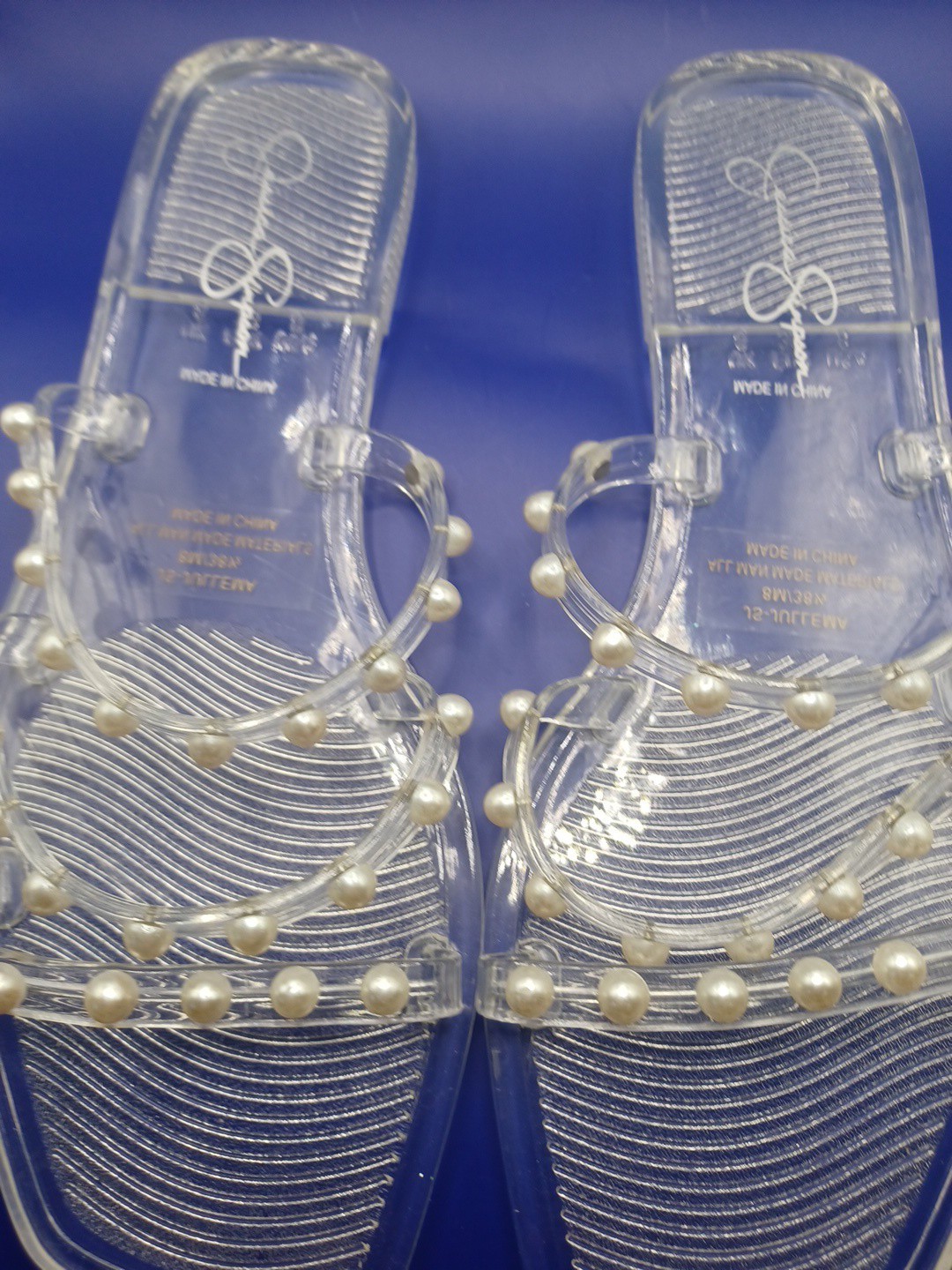 Jessica Simpson Jullema Clear Jelly Pearl Slide Sandals Size 8M