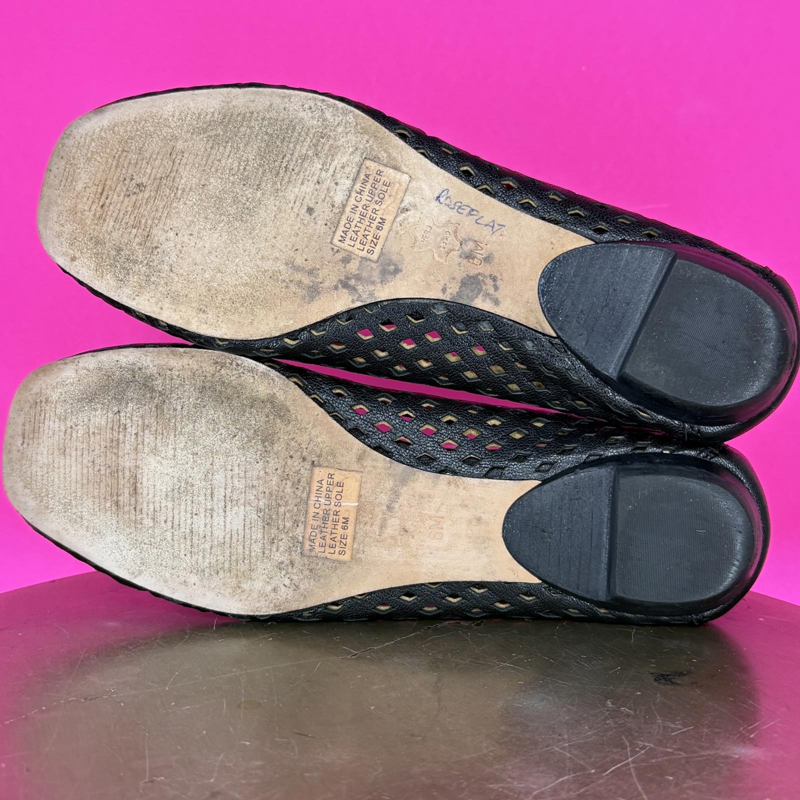 Michael Kors Black Leather Cutout Square Toe Flat US 6 UK 3.5 EU 36