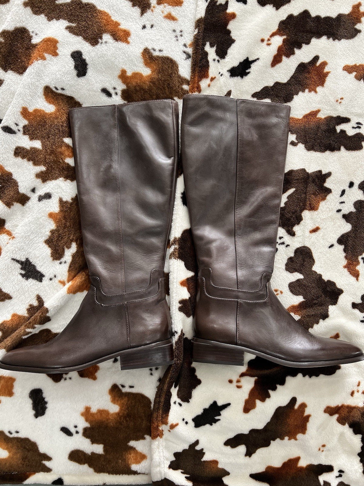 Dolce Vita Verdi Women’s Walnut Leather Boots Size 7.5 Chunky Heel New
