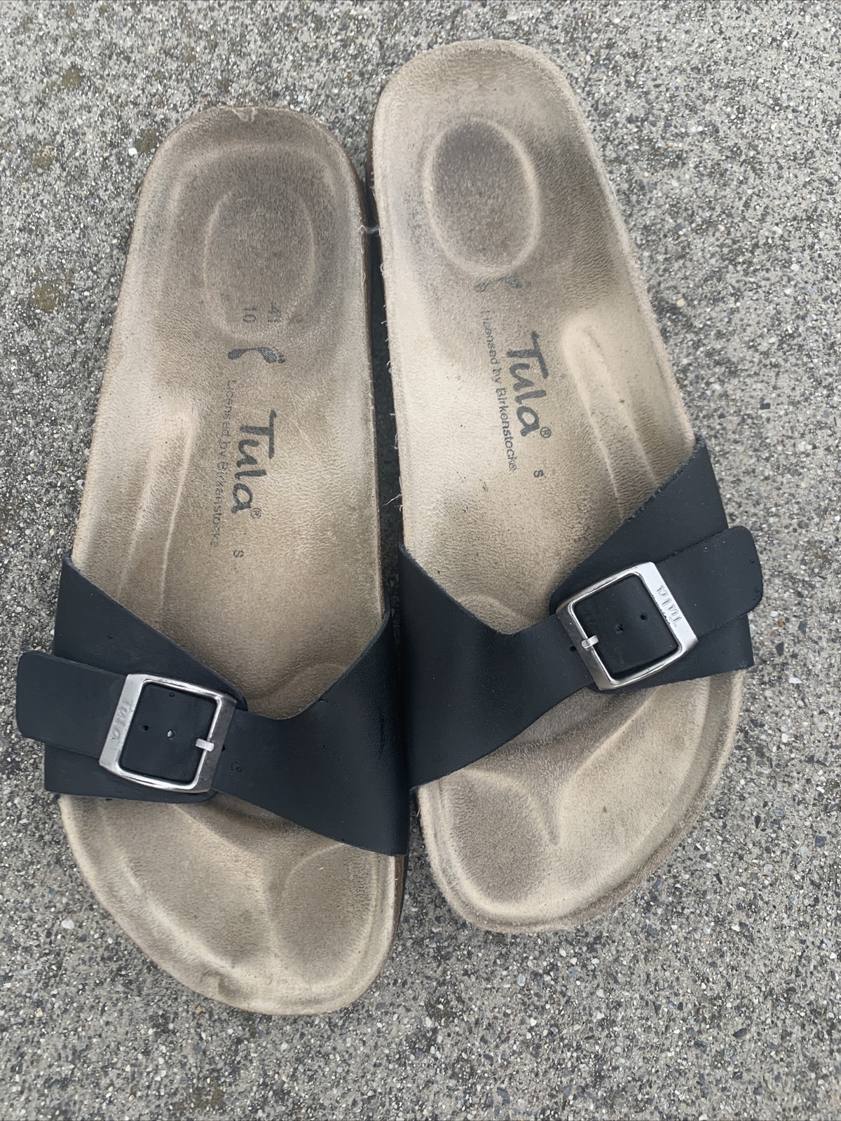 TULA By BIRKENSTOCK Madrid Buckle Black Sandals Flats Size 10 EU 41 ❤️sj15m9