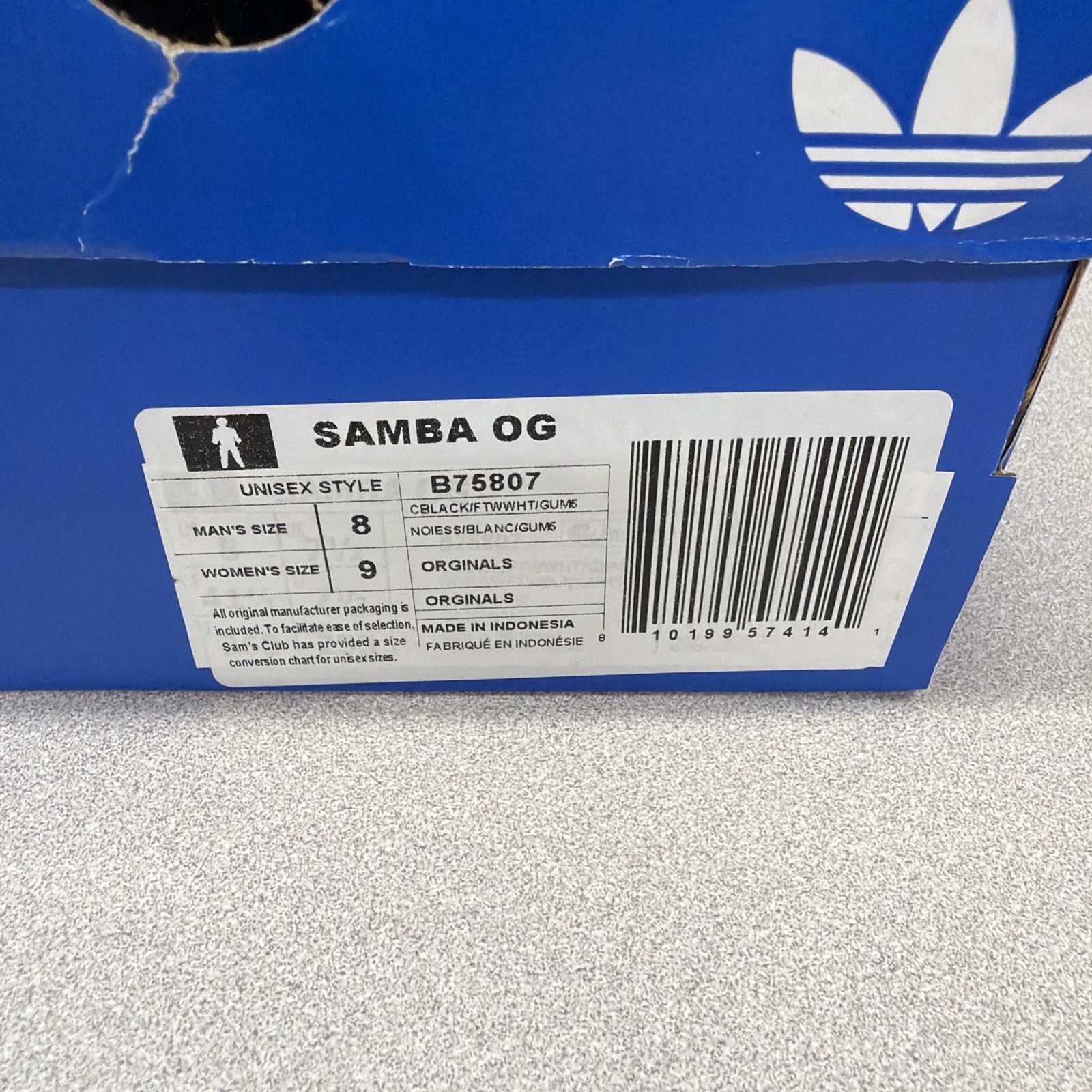 Adidas Samba OG Size M8 W/9 B75807 *New