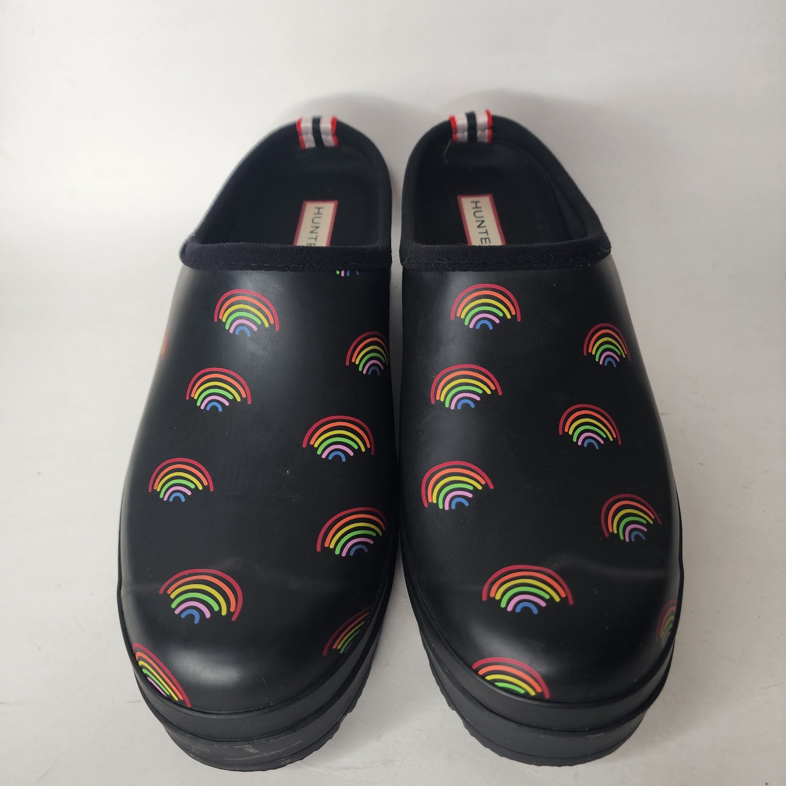 Hunter Play Rainbow Pride Clogs Platform Slip On Shoes Womens 10 Waterproof