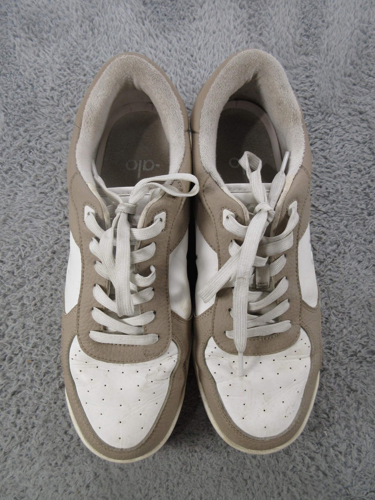 Alo Shoes Womens 10 White Tan Leather Low Top Casual Comfort Sneakers A0685U