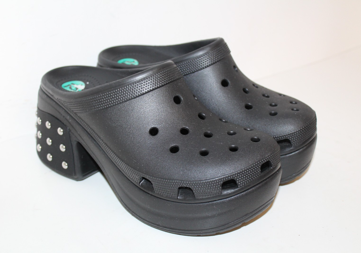 Crocs Siren Platform Black Studded Heeled Clog Sz Mens 10 / Womens 12