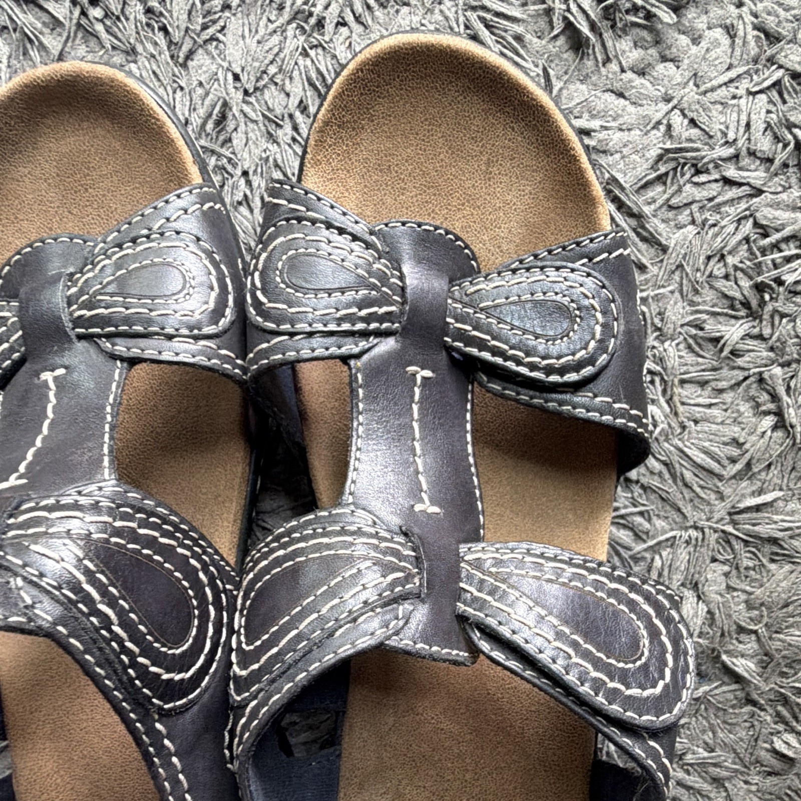 Clark’s Bendables Navy Blue Leather Slip-on Sandels Size 8 1/2M