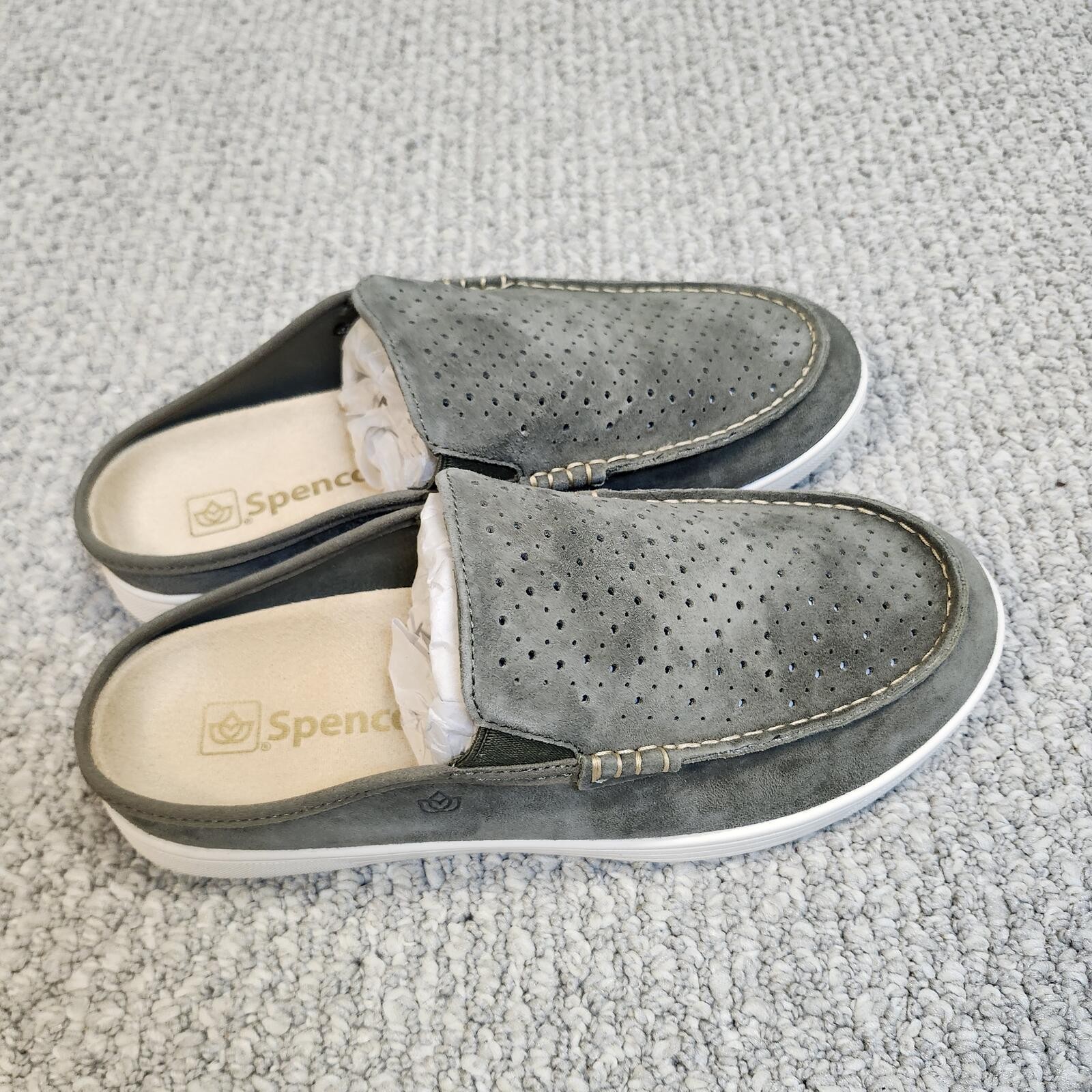 Spenco Olive Perforated Suede Slip-on Shoes Size 8.5 D New With Box