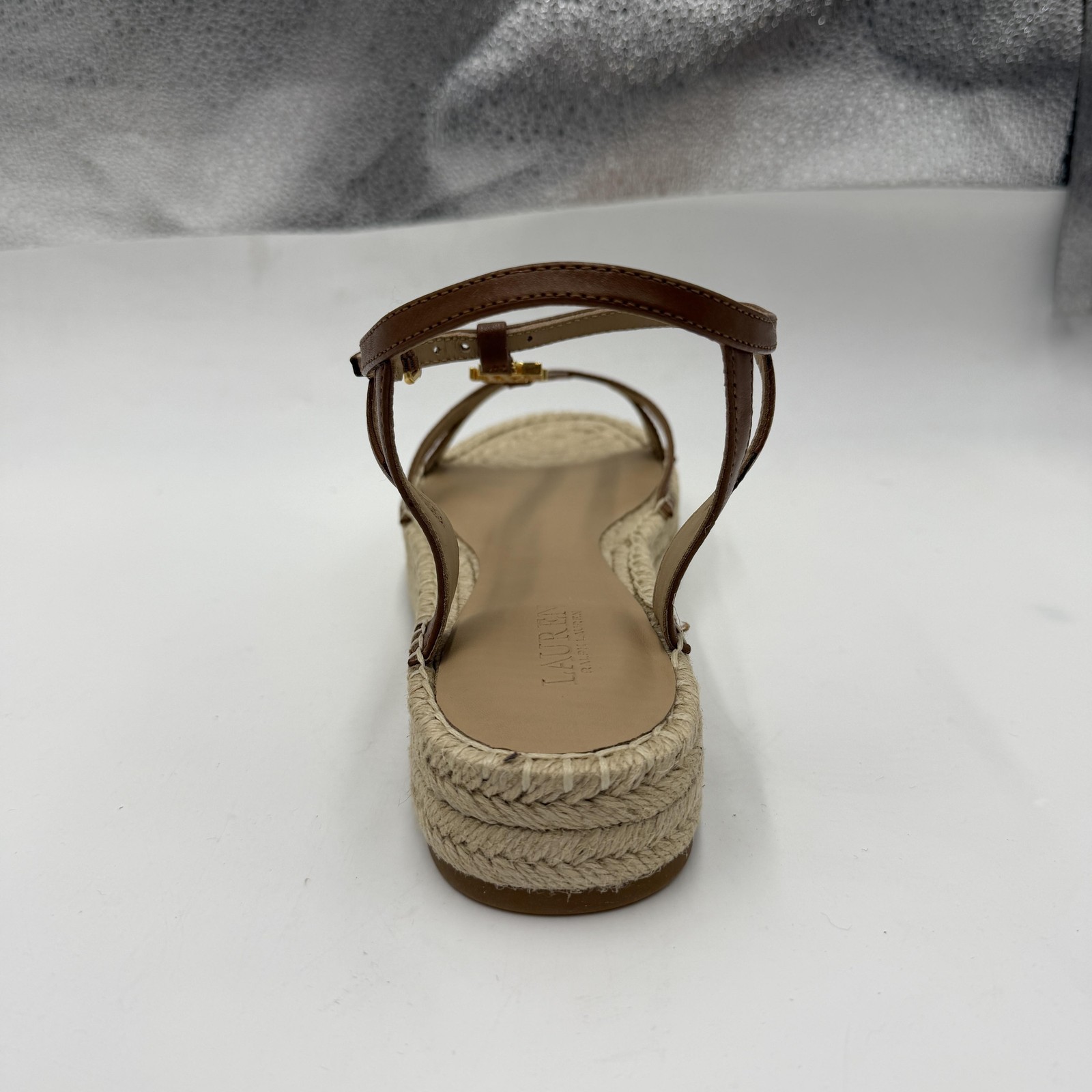 Lauren Ralph Lauren Payton Espadrille Sandals Shoes Womens 9.5 Brown Leather