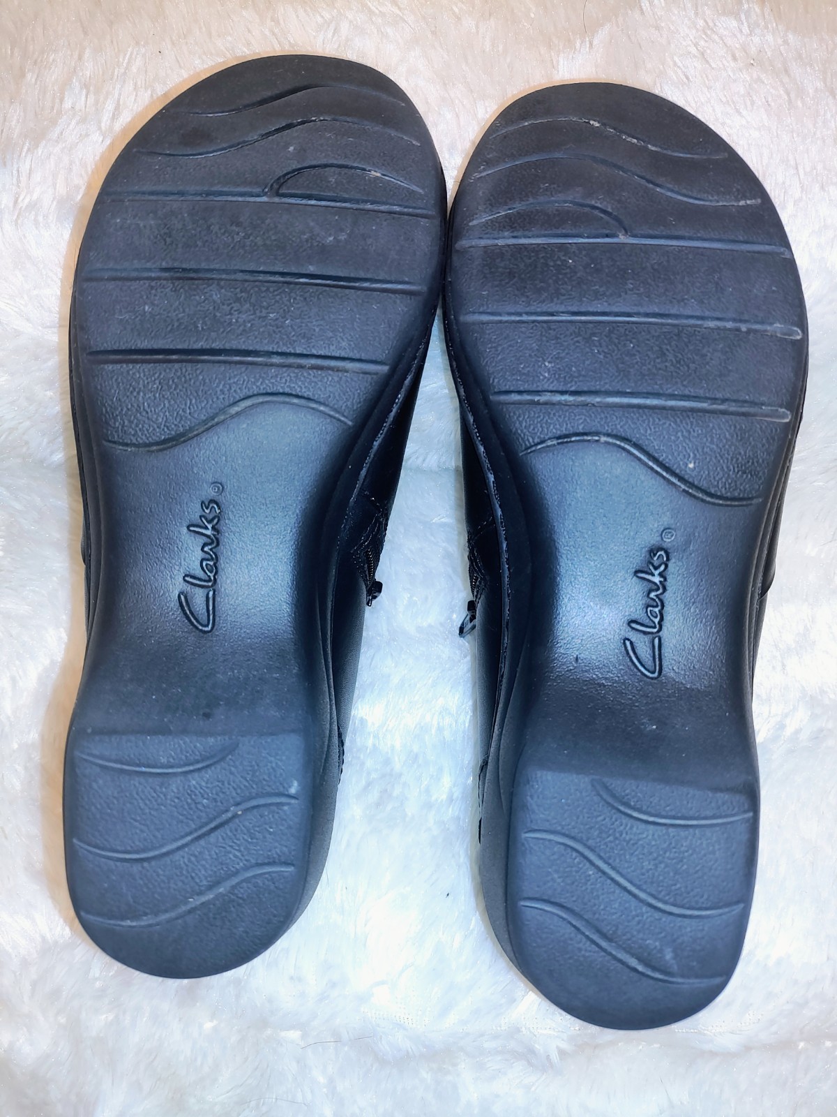 Clarks Collection Cushion Soft Black Leather Slip-On Wedge Comfort Women’s 5.5M