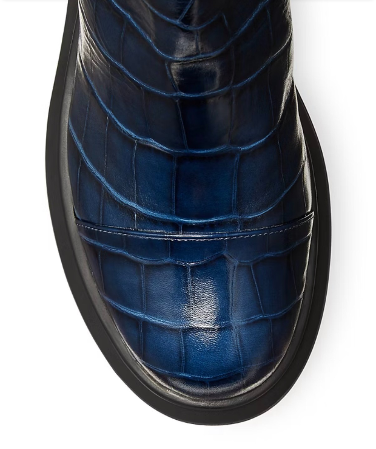 Stuart Weitzman Norah Chelsea Lug Sole Bootie -Navy Croc Embossed Leather-Sz 8