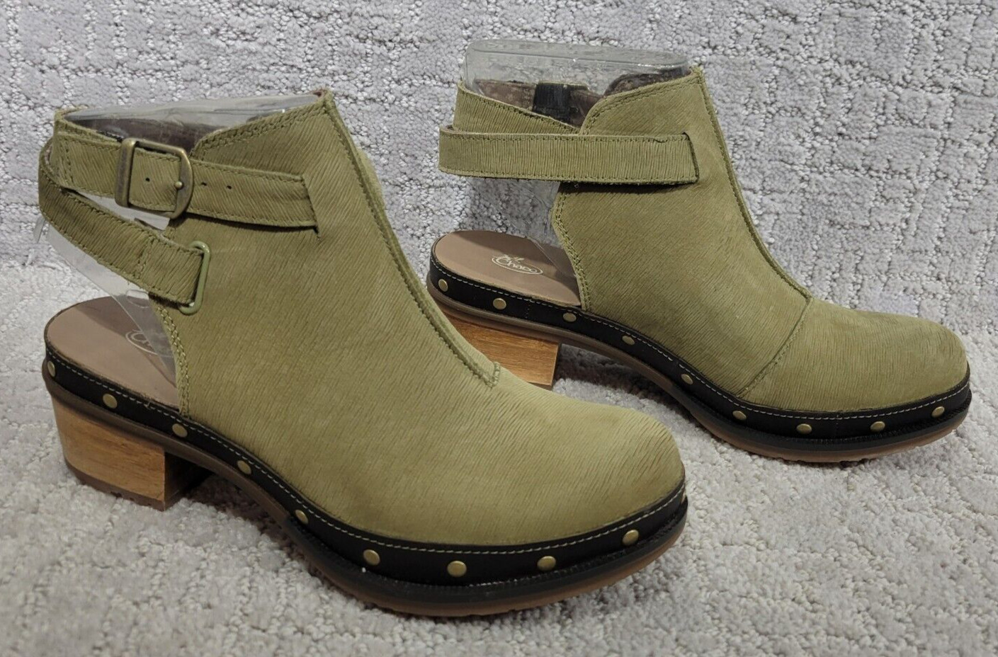 Chaco Womens US 6 Cataluna Moss Olive Green Waterproof Leather Ankle Strap Clogs