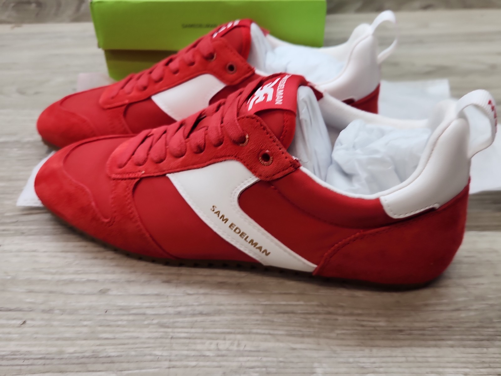 Sam Edelman Zaria Womens Fashion Sneakers Red/White SUEDE (US 7.5 )