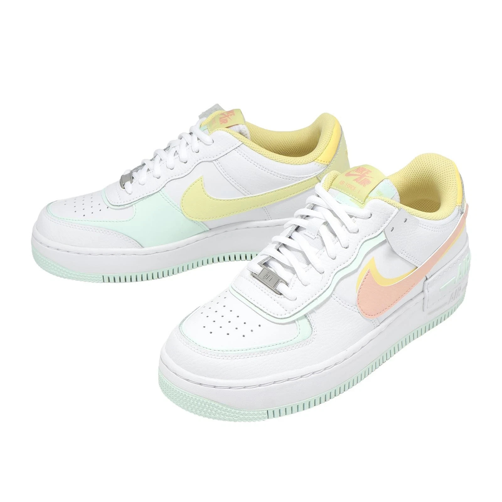 NIKE Air Force 1 Shadow DZ4138-100 White Pastel Pink Yellow Mint Layer Sneakers