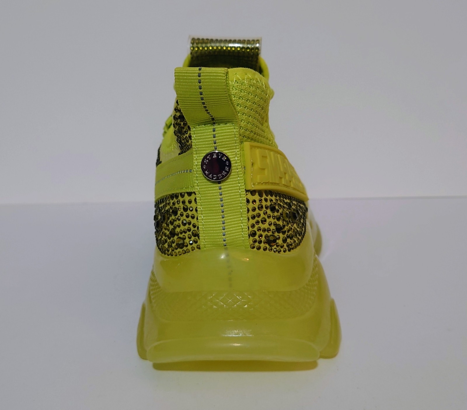 Steve Madden Maxima Knit Rhinestone Neon Yellow SM NY90 Size 8.5