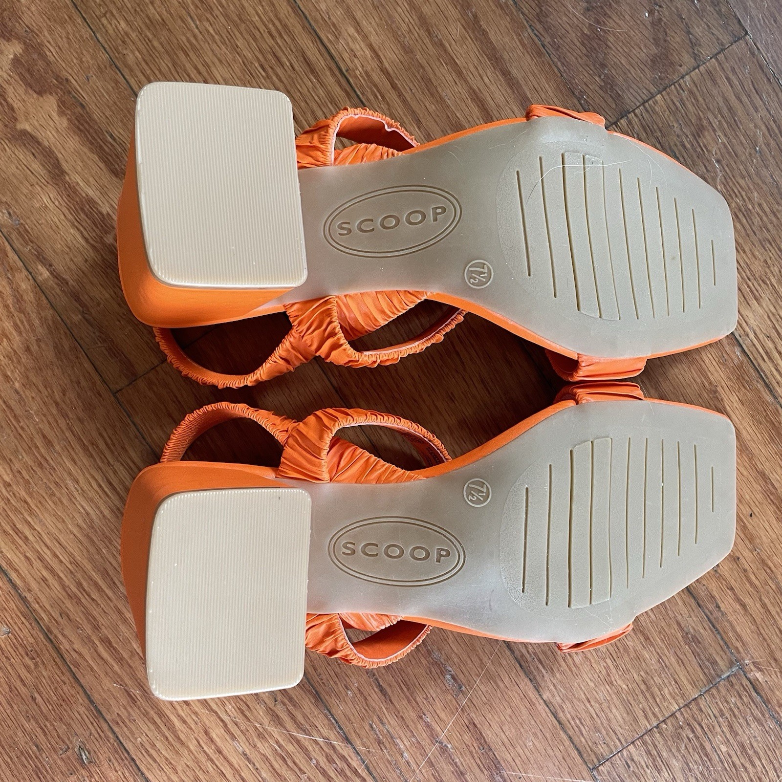 SCOOP Orange Eye Catching Heels With Strap. Size 7.5. Heel Is 3.25” High.